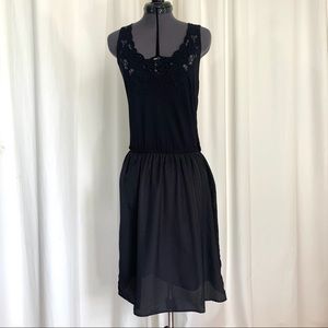 Black Tank Top Dress Embroidered detail at top